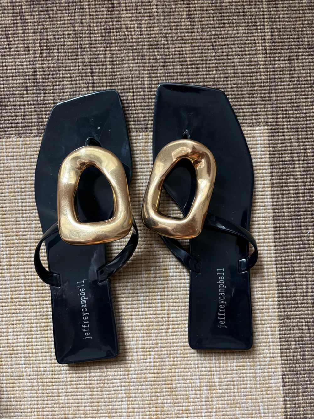 Jeffrey Campbell Black Sandals with Gold Accent